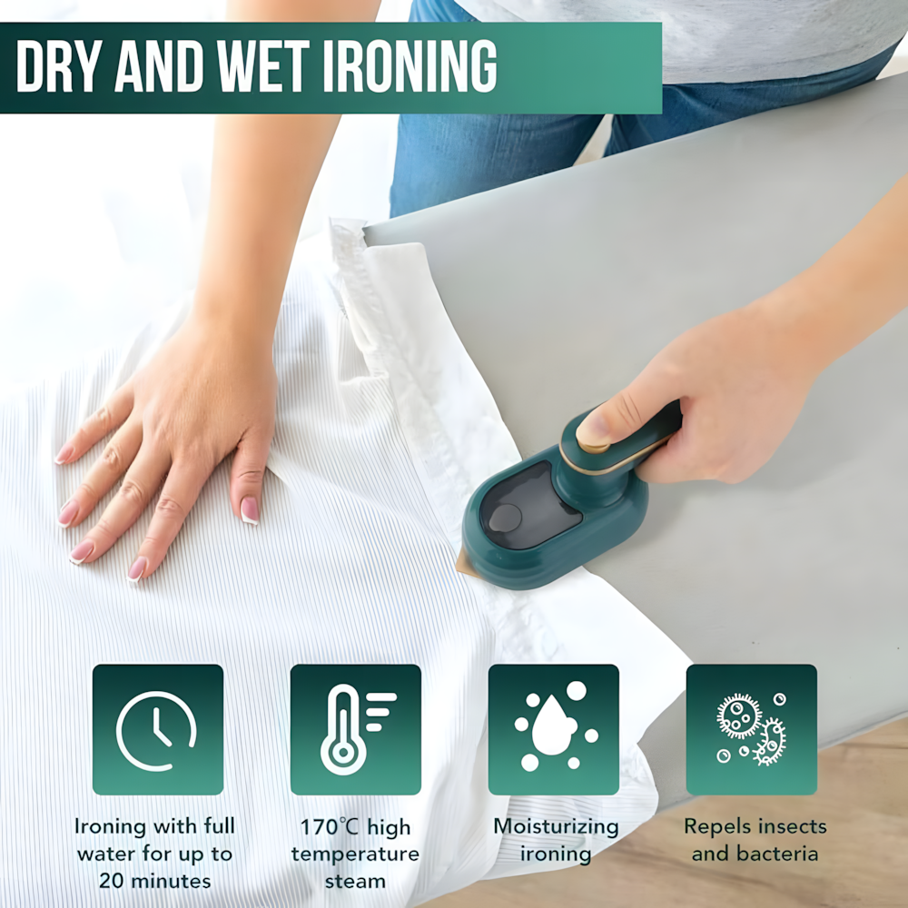 Handheld Steam Iron - 2-in-1 Garment Steamer & Dry Iron,