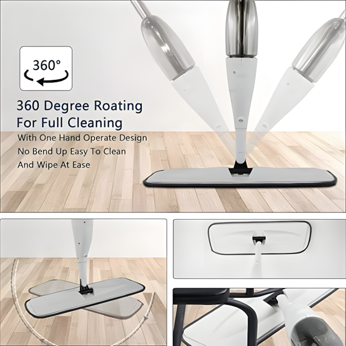 Microfiber Spray Mop – 360° Spin,